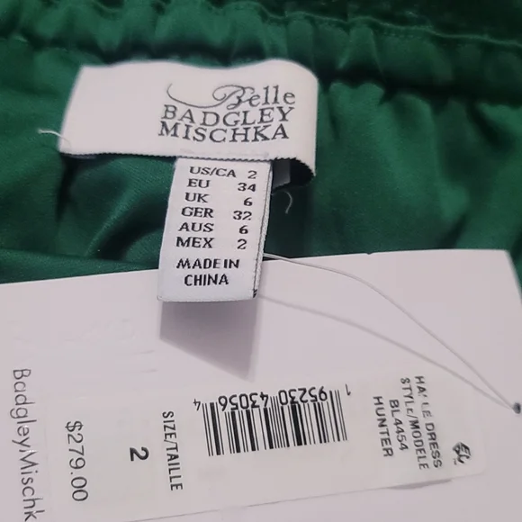 Belle Badgley Mischka Mock Neck Sleeveless Stretch Velvet Drape Halle Dress - Picture 3 of 8